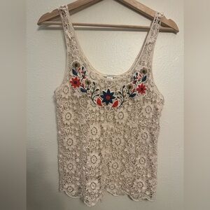 Forever 21 Floral Embroidered Lace Top crochet, tank‎ top boho chic